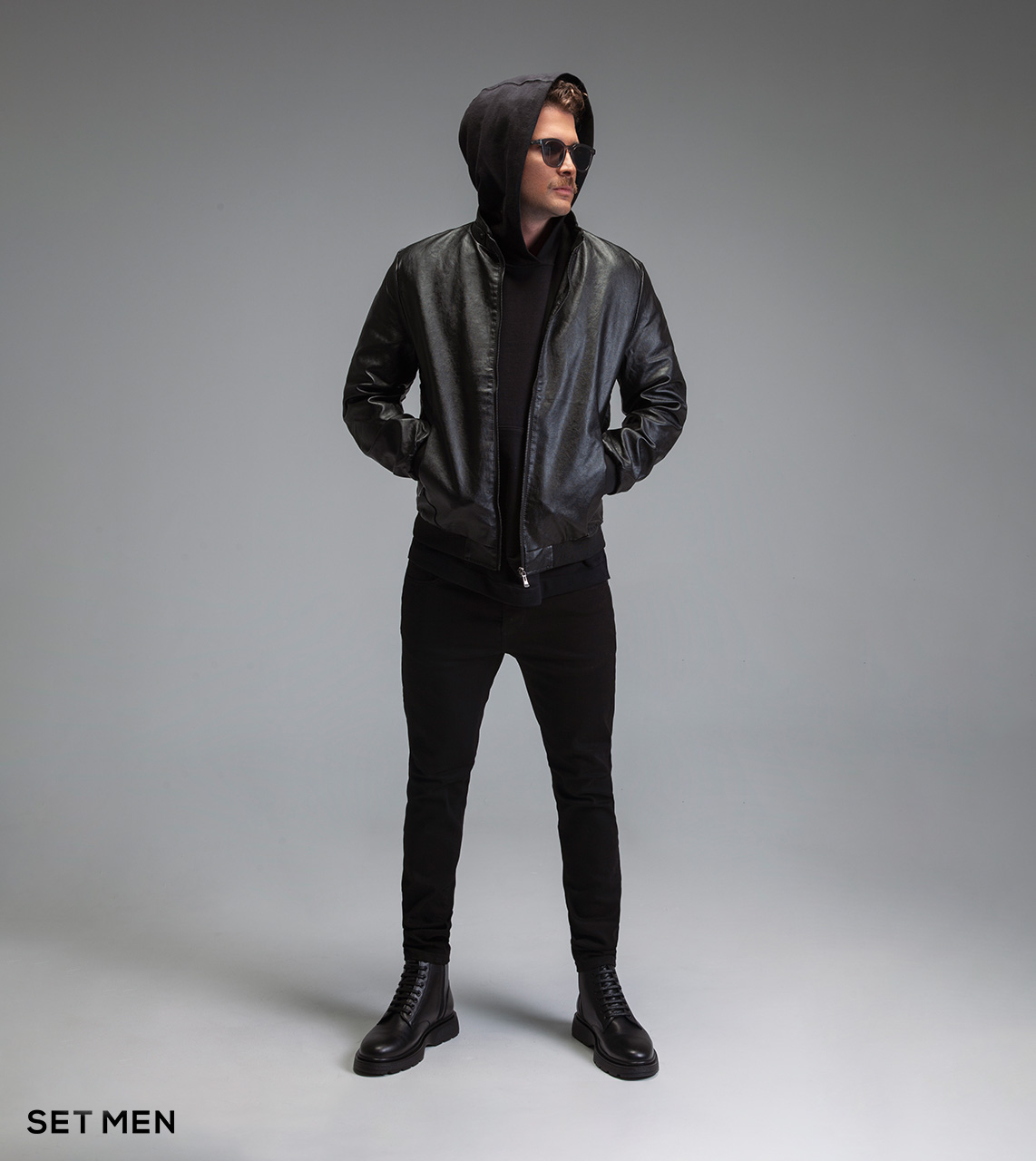 کاپشن چرم آستین کشبافت