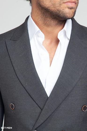 کت تک مردانه دبل برست یقه بلیزر دو چاک شش دکمه