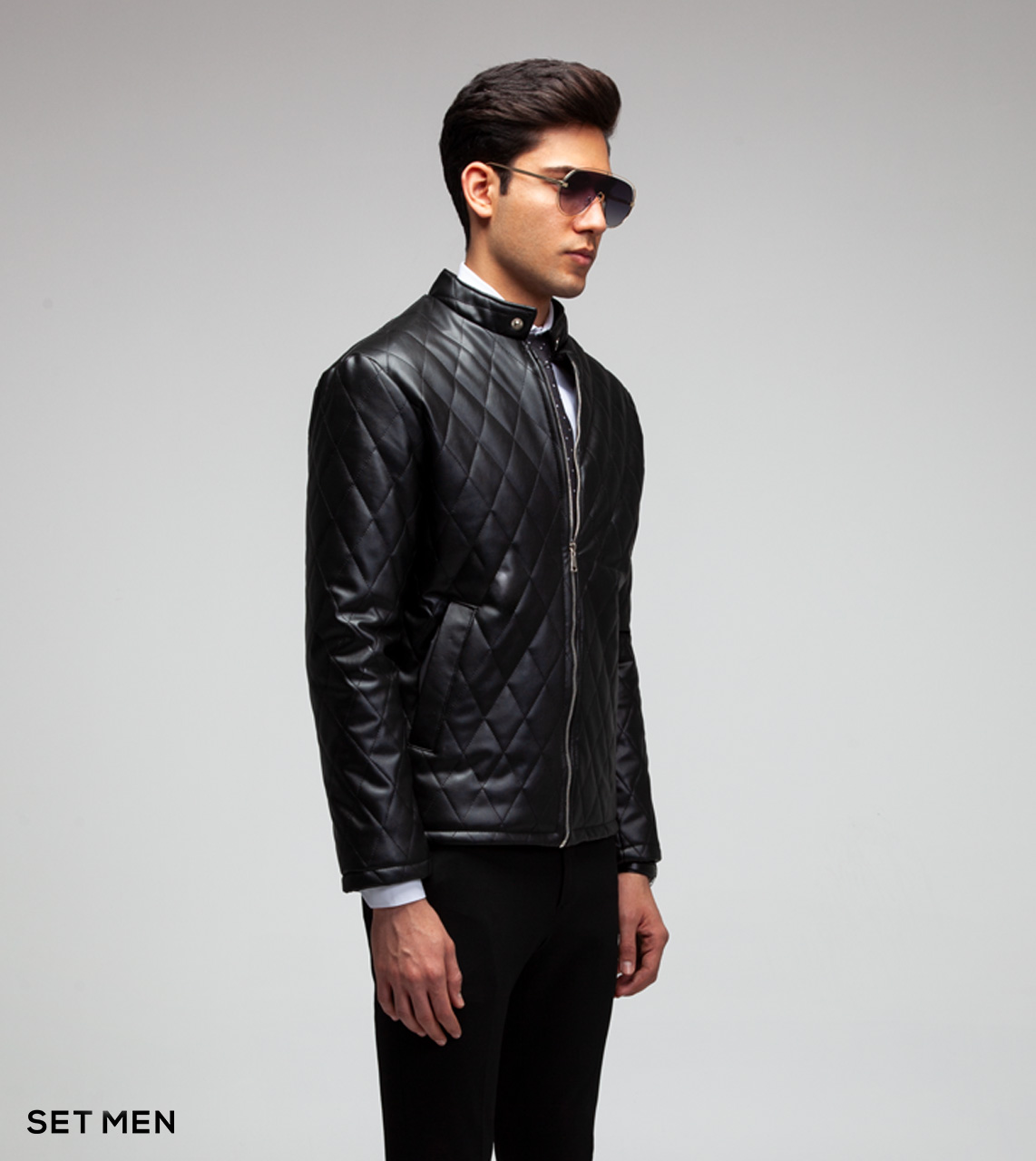 کاپشن چرم لوزی