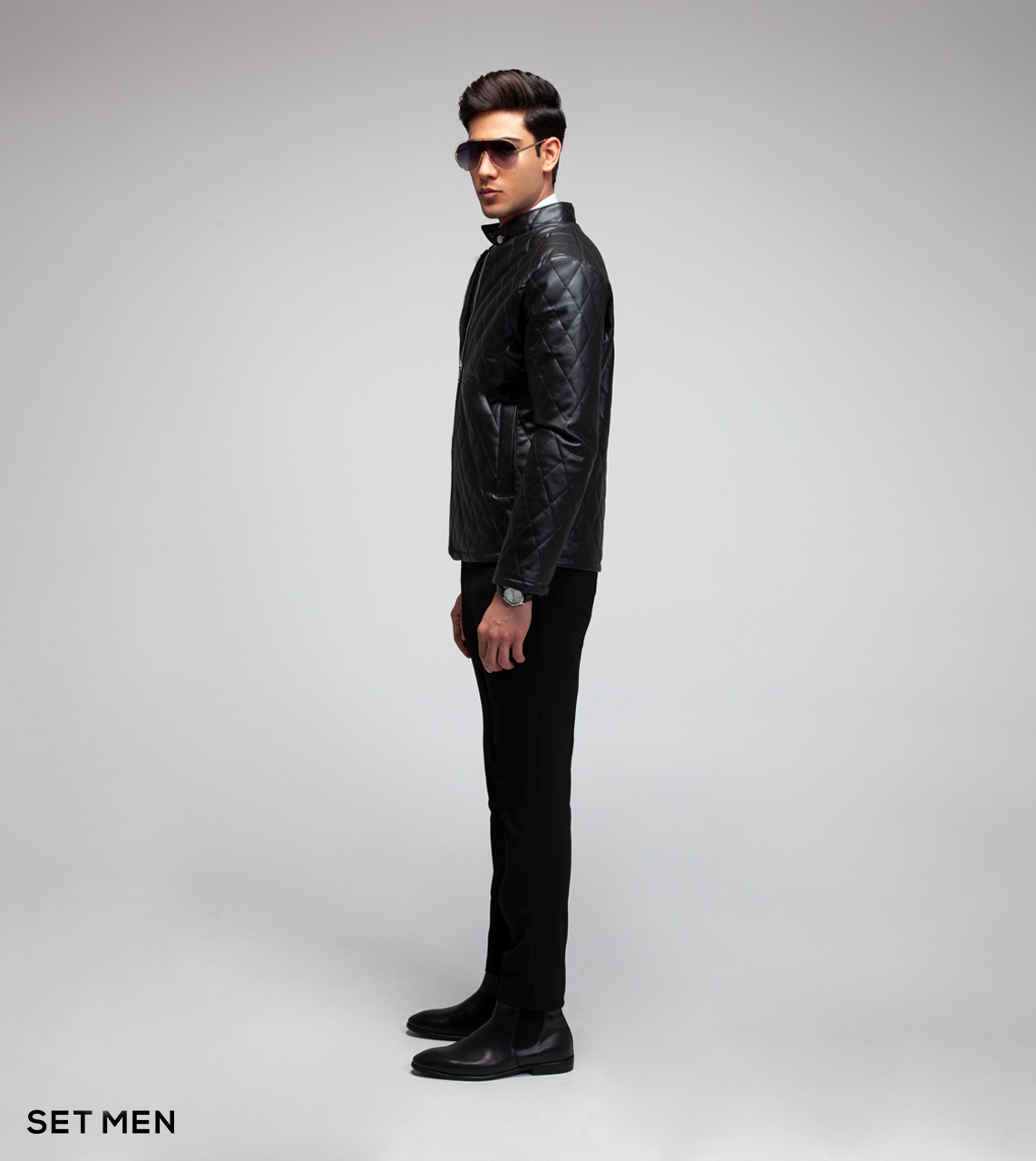 کاپشن چرم لوزی