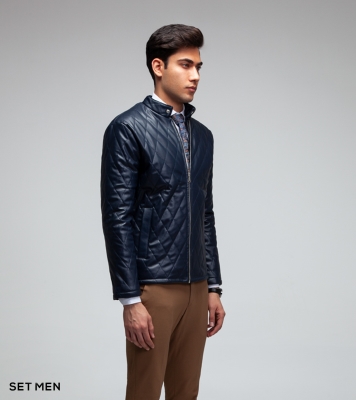 کاپشن چرم لوزی