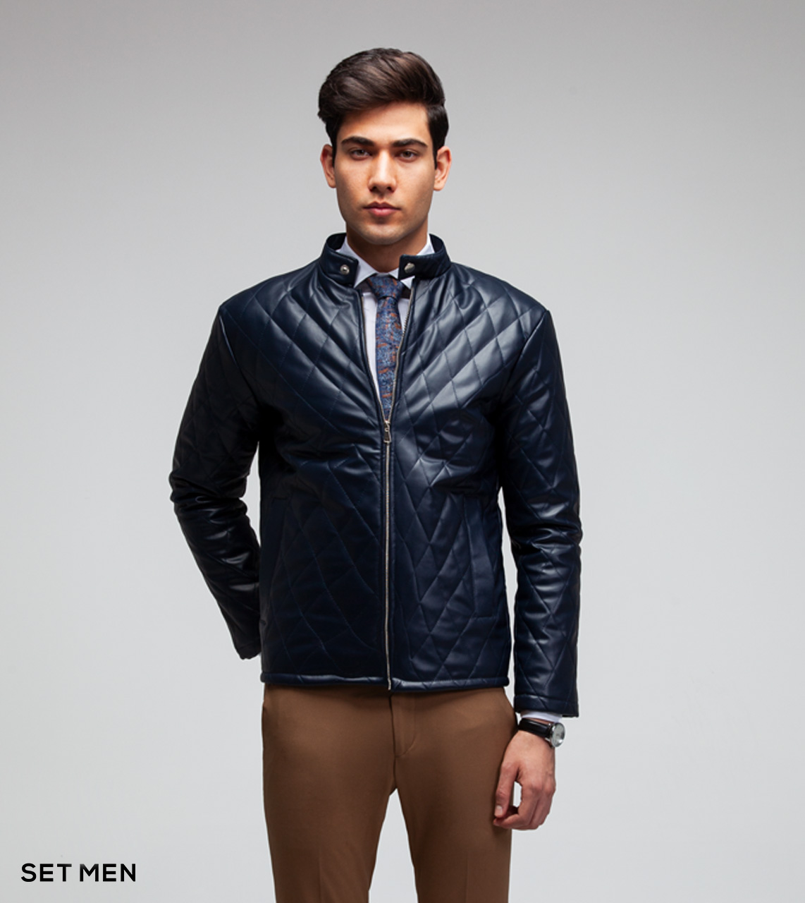 کاپشن چرم لوزی