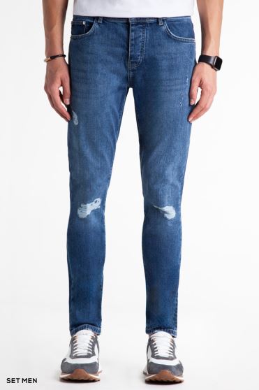 شلوار جین مردانه اسلیم زاپ دار شلوار جین مردانه اسلیم زاپ دار