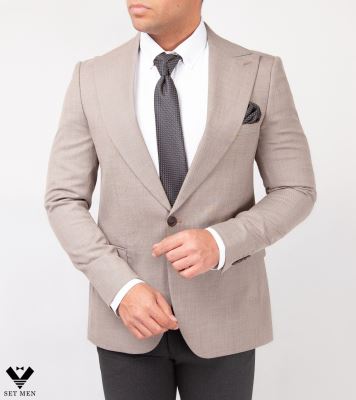 کت تک یقه بلیزر دوچاک تک دکمه