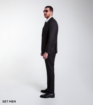 کت و شلوار یقه بلیزر دو دکمه دو چاک