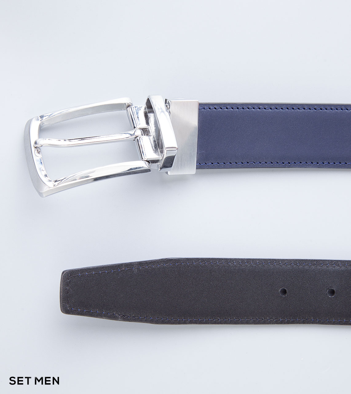 کمربند چرم طبیعی دورو سگک چرخشی