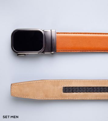 کمربند چرم طبیعی سگک مشکی