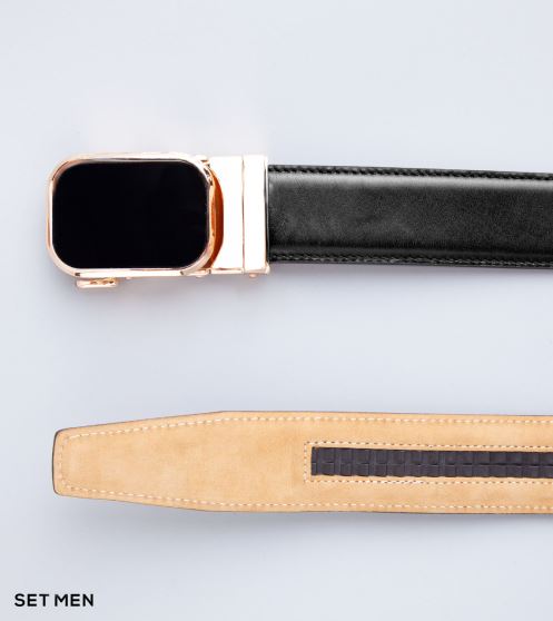 کمربند چرم طبیعی سگک طلایی