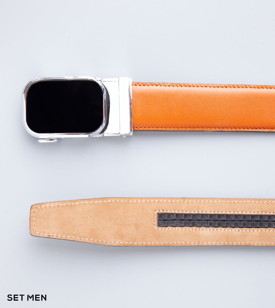 کمربند چرم طبیعی سگک نقره ای