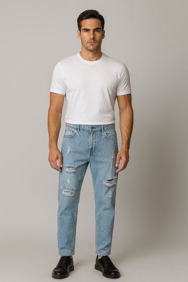 شلوار جین مردانه مام زاپ دار شلوار جین مردانه مام زاپ دار