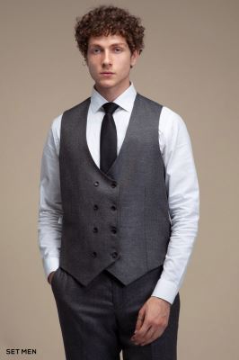 کت و شلوار مردانه سه تکه یقه بلیزر دو دکمه