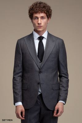 کت و شلوار مردانه سه تکه یقه بلیزر دو دکمه