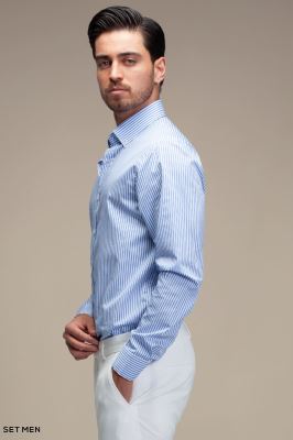 پیراهن مردانه آستین بلند راه راه