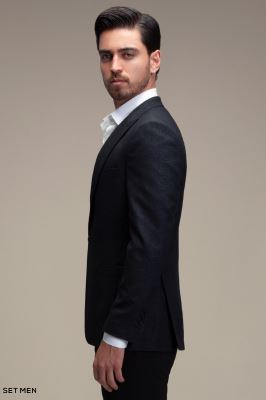 کت تک مردانه یقه بلیزر تک دکمه دوچاک