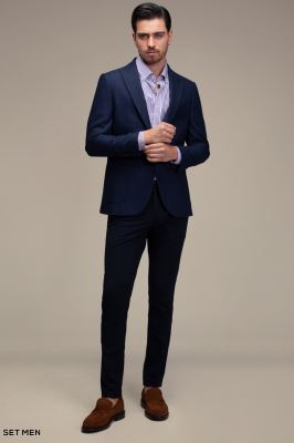 کت تک مردانه یقه بلیزر تک دکمه دوچاک