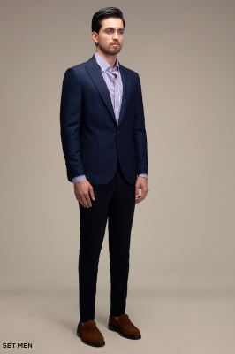 کت تک مردانه یقه بلیزر تک دکمه دوچاک