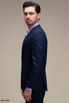 کت تک مردانه یقه بلیزر تک دکمه دوچاک