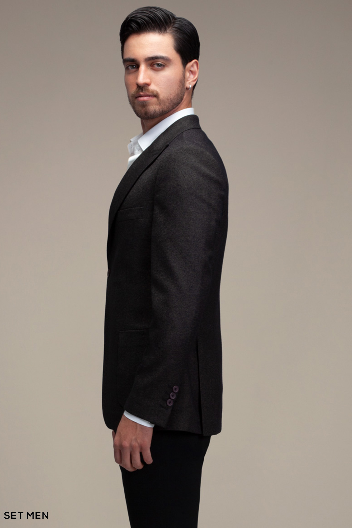 کت تک مردانه یقه بلیزر نیم آستر دودکمه دوچاک