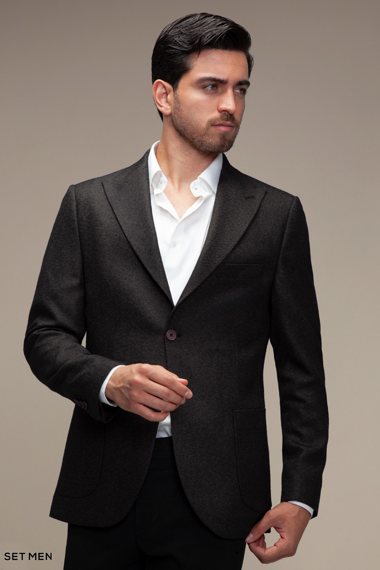 کت تک مردانه یقه بلیزر نیم آستر دودکمه دوچاک