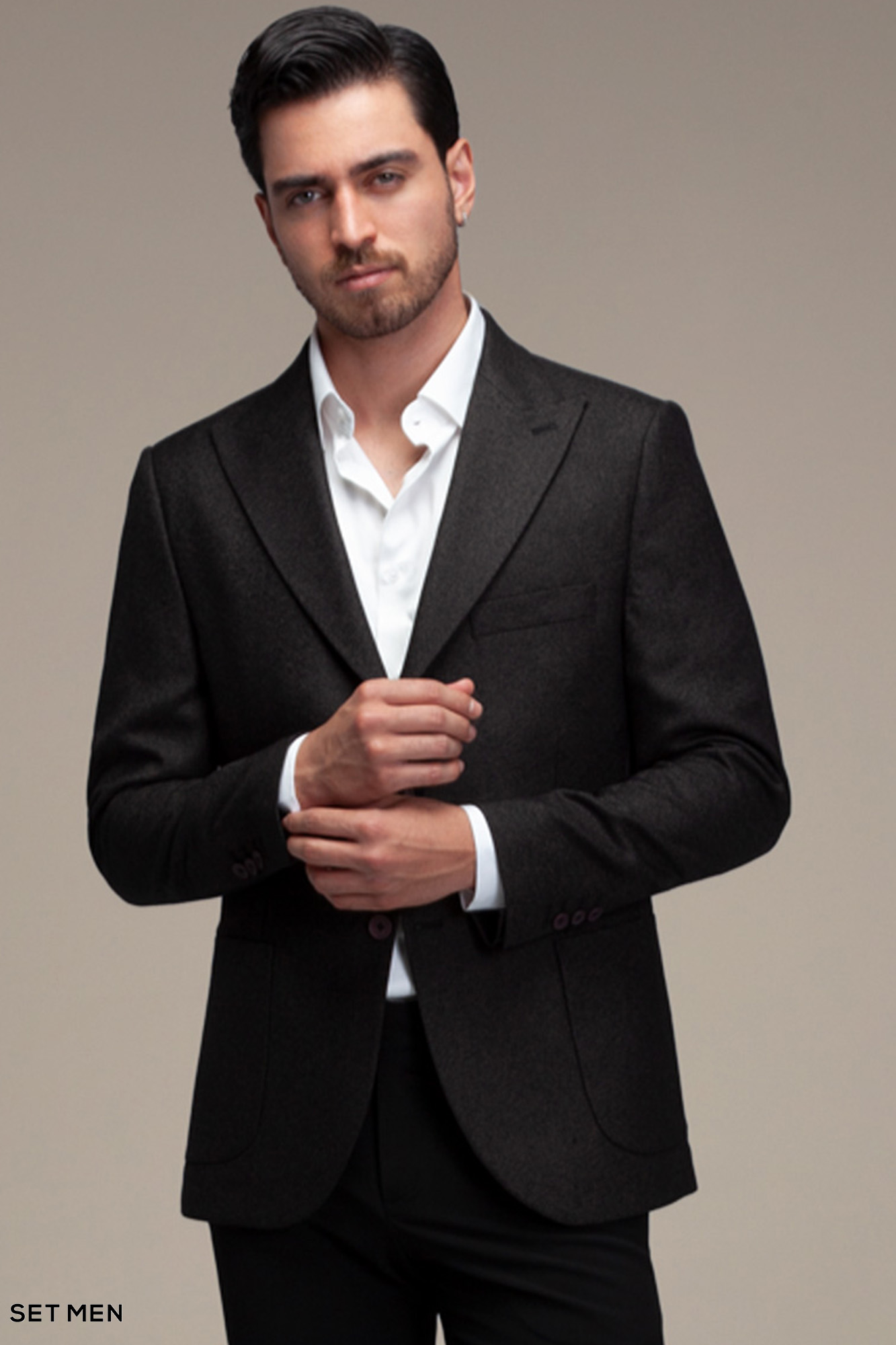 کت تک مردانه یقه بلیزر نیم آستر دودکمه دوچاک