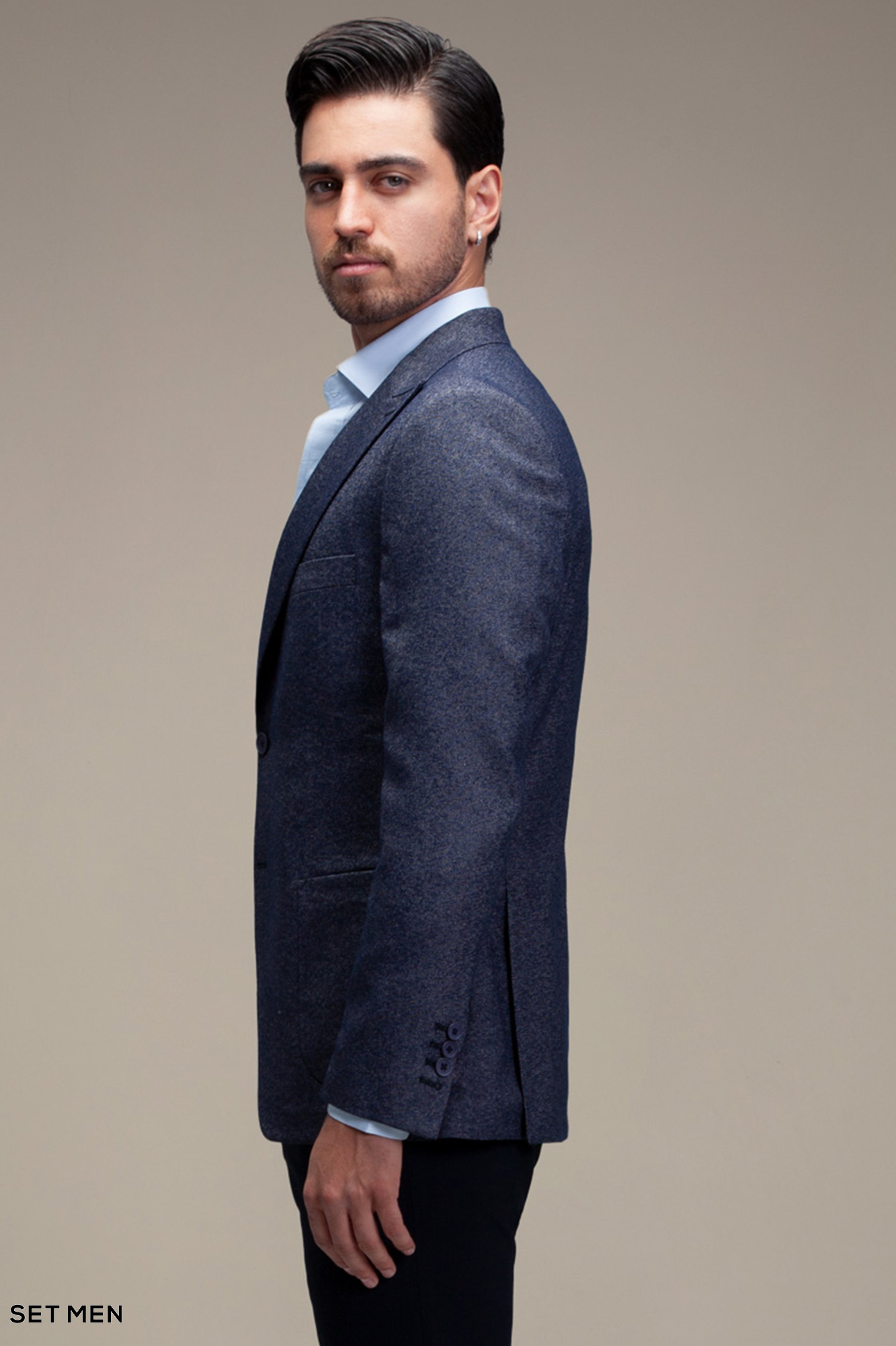 کت تک مردانه یقه بلیزر نیم آستر دودکمه دوچاک