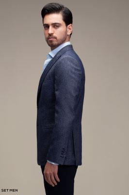 کت تک مردانه یقه بلیزر نیم آستر دودکمه دوچاک