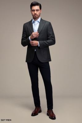 کت تک مردانه یقه بلیزر نیم آستر دودکمه دوچاک