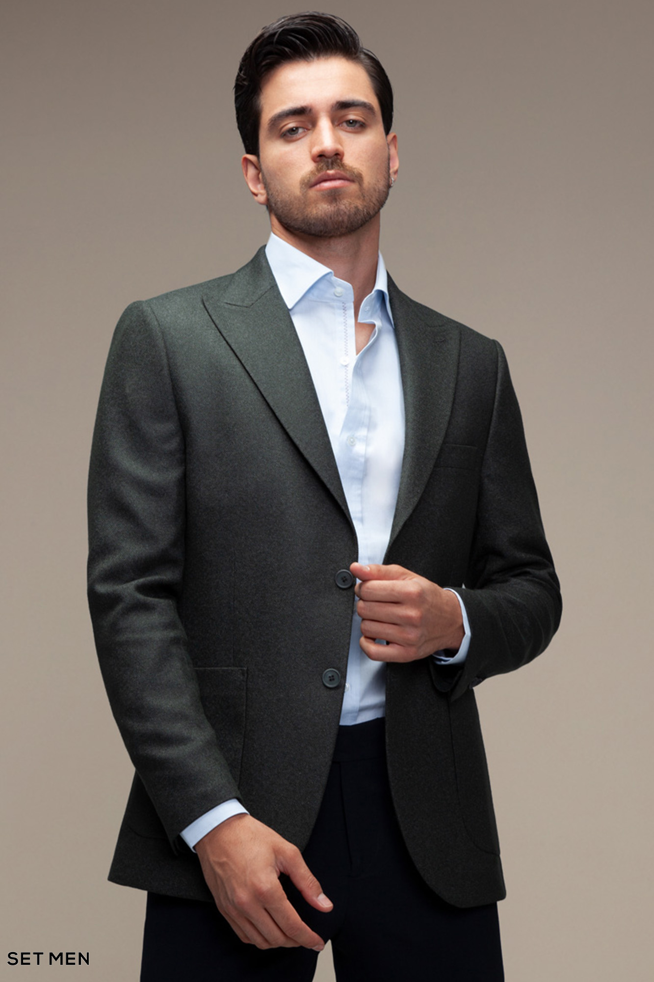 کت تک مردانه یقه بلیزر نیم آستر دودکمه دوچاک