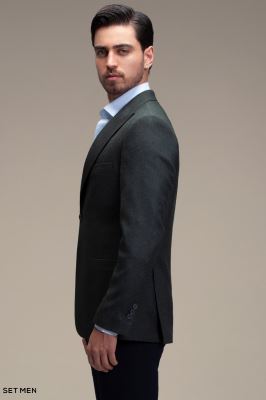 کت تک مردانه یقه بلیزر نیم آستر دودکمه دوچاک