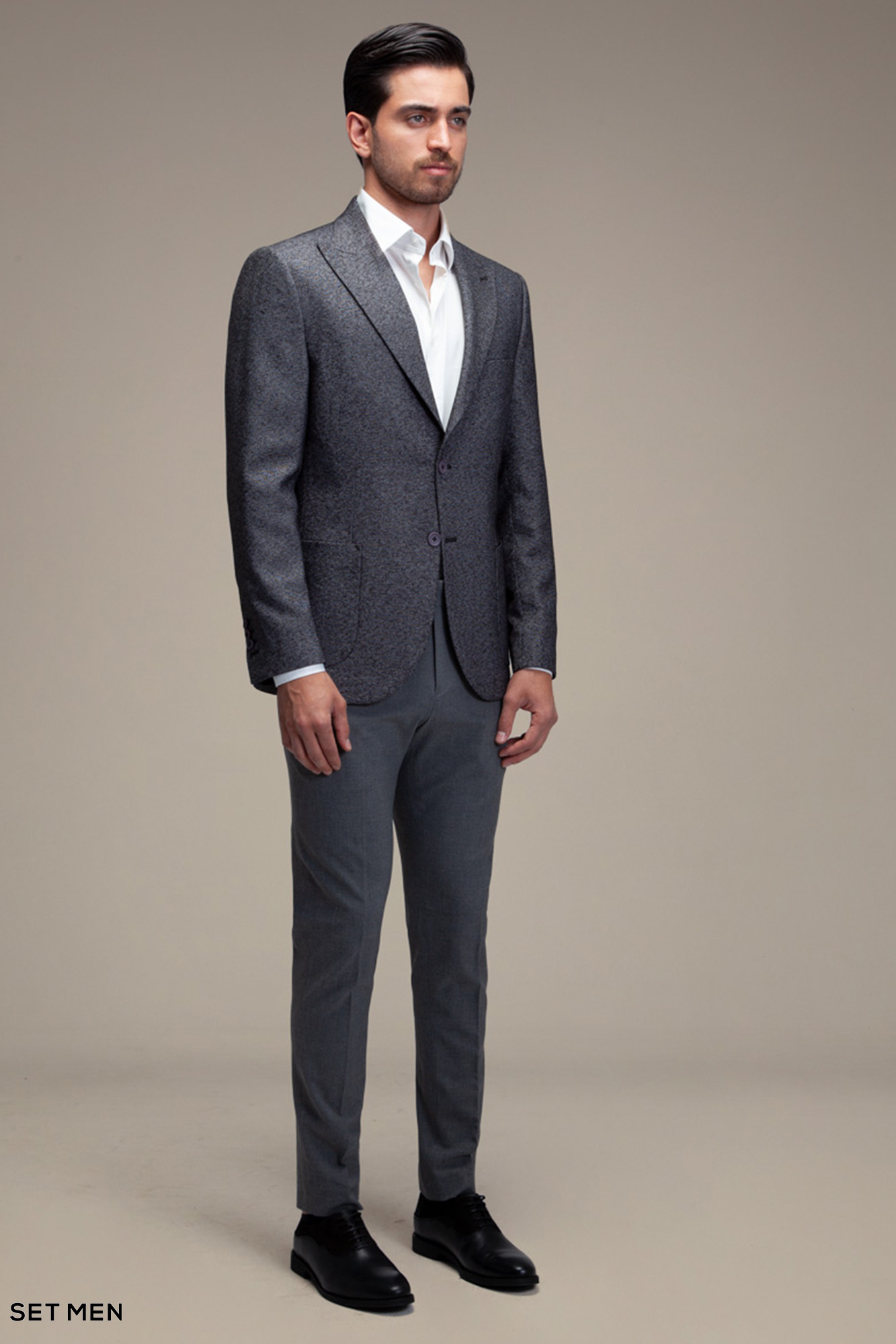 کت تک مردانه یقه بلیزر نیم آستر دودکمه دوچاک