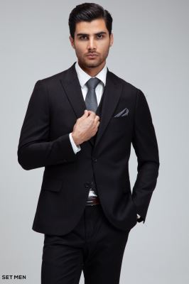 کت و شلوار مردانه سه تکه یقه بلیزر دو دکمه دو چاک