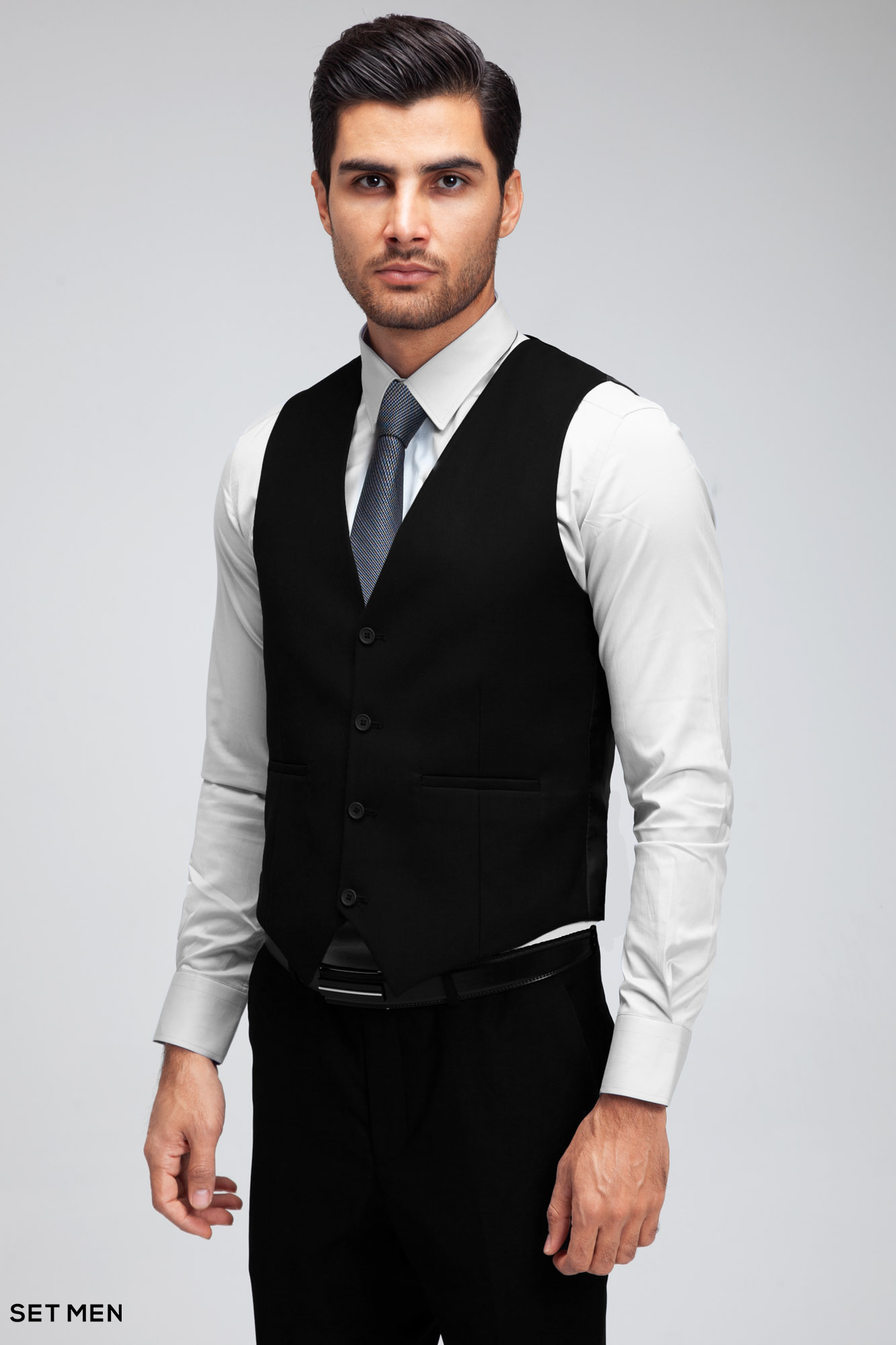 کت و شلوار مردانه سه تکه یقه بلیزر دو دکمه دو چاک