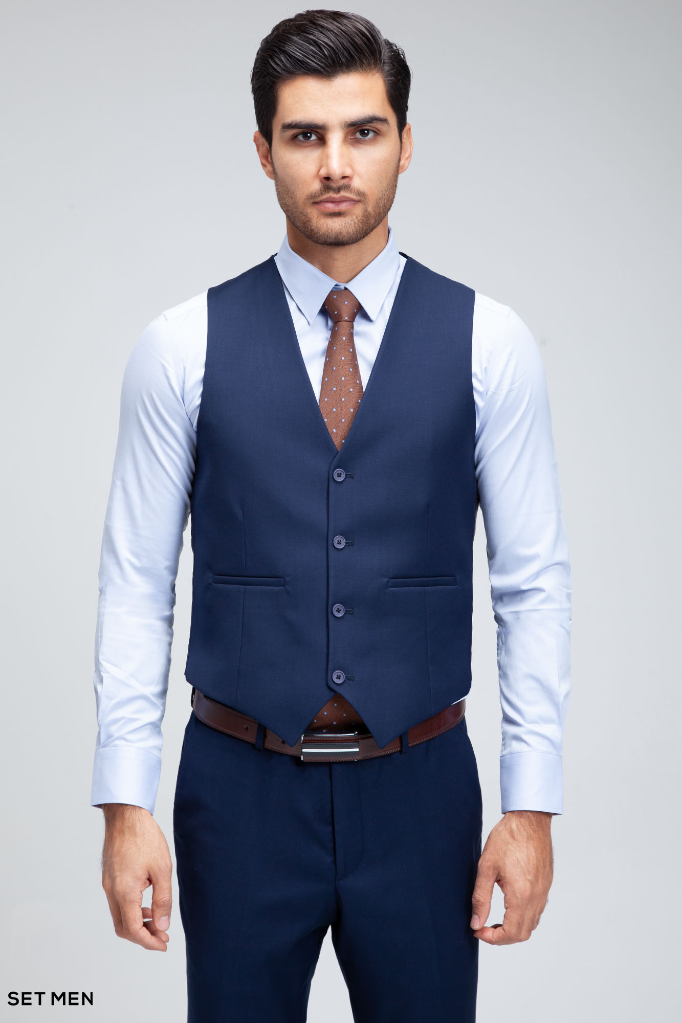 کت و شلوار مردانه سه تکه یقه بلیزر دو دکمه دو چاک