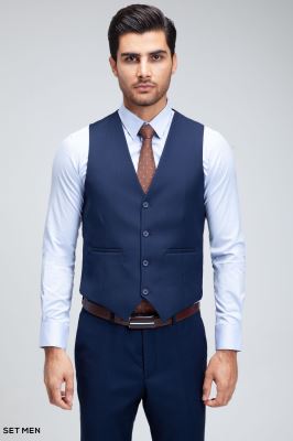 کت و شلوار مردانه سه تکه یقه بلیزر دو دکمه دو چاک