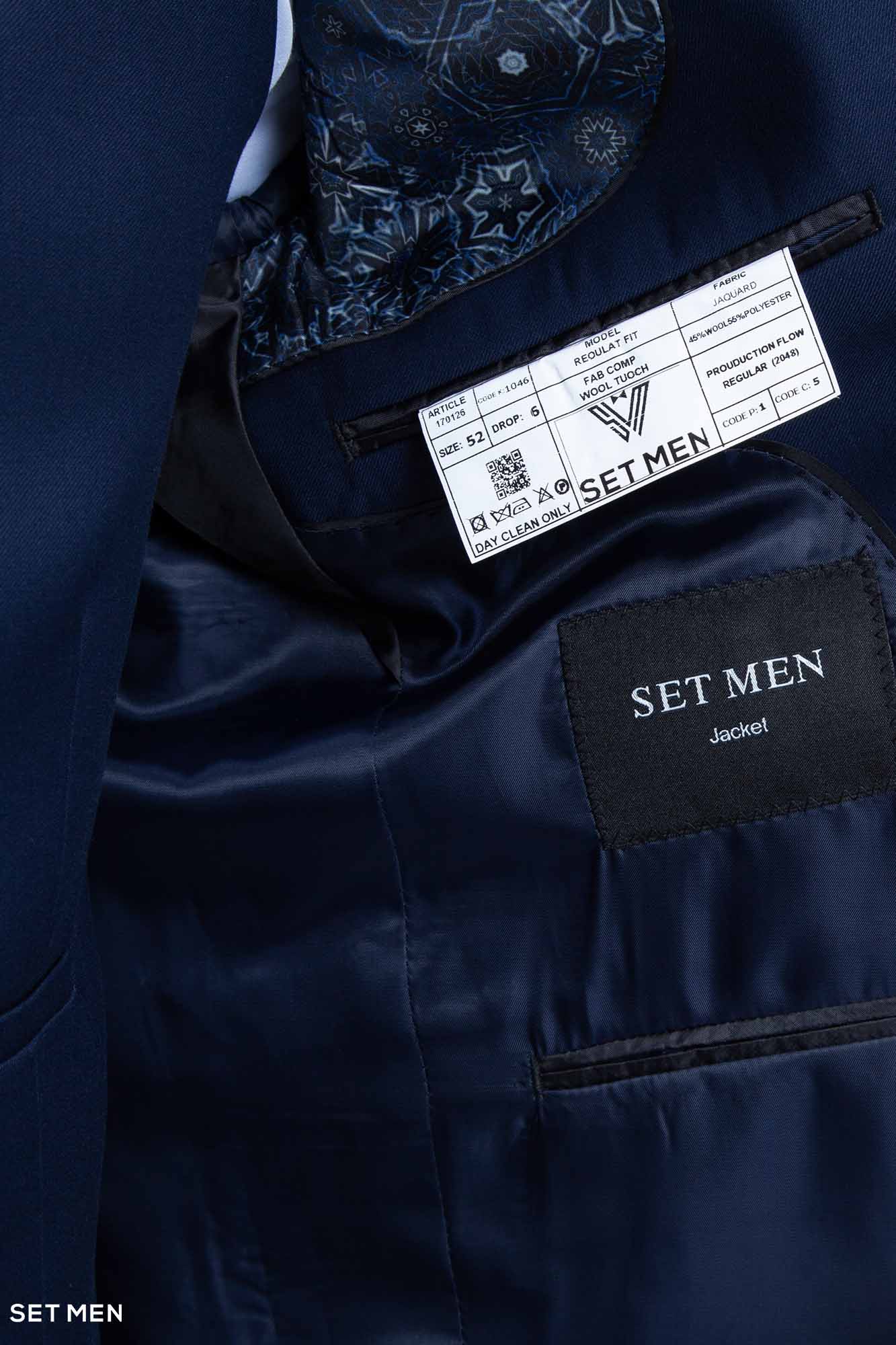 کت و شلوار مردانه سه تکه یقه بلیزر دو دکمه دو چاک