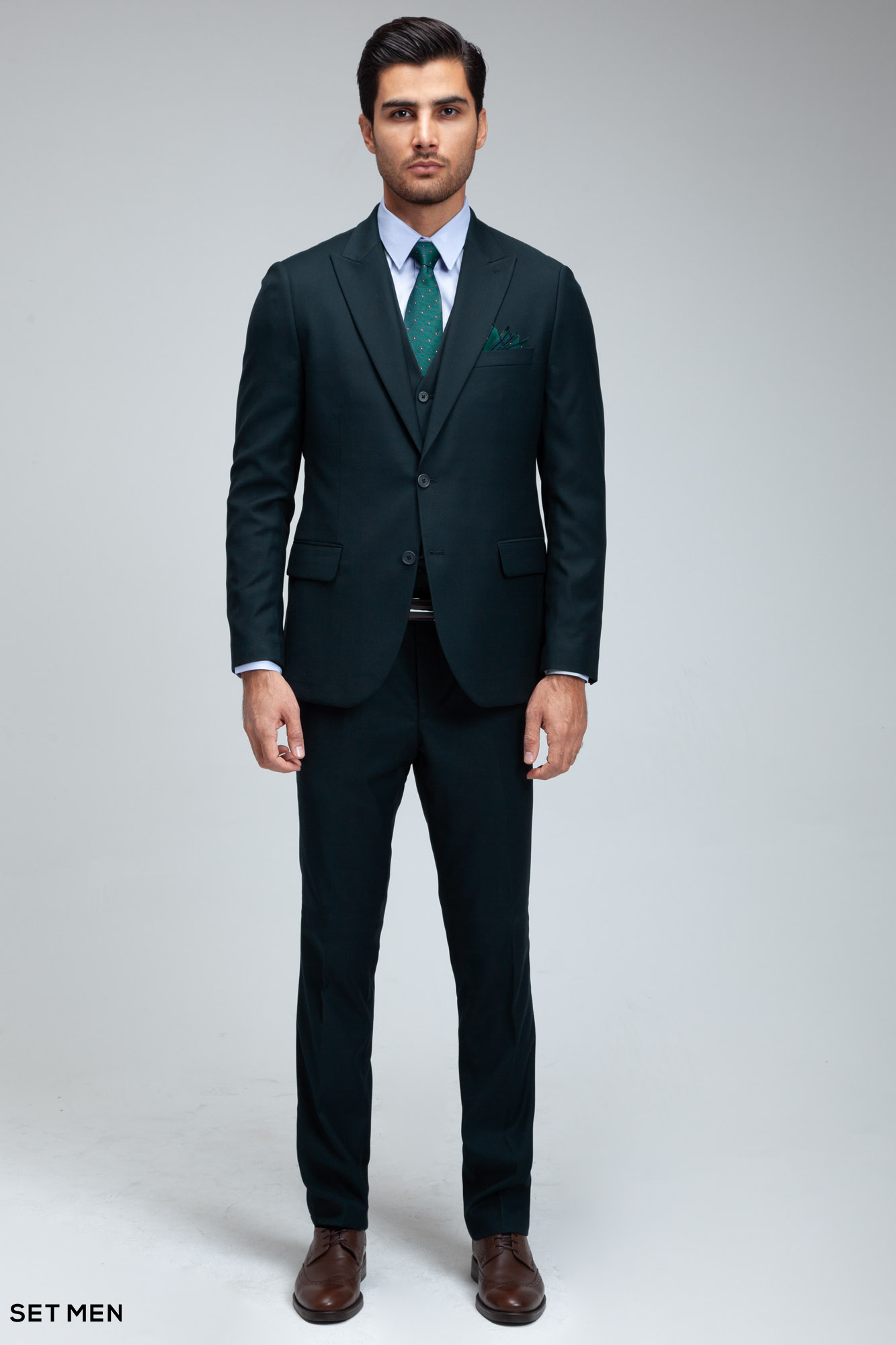 کت و شلوار مردانه سه تکه یقه بلیزر دو دکمه دو چاک