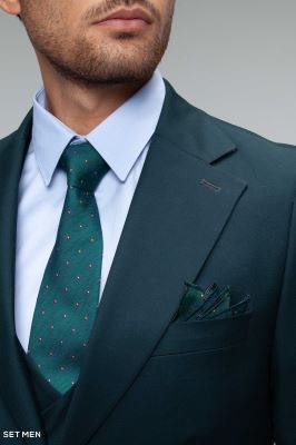 کت و شلوار مردانه سه تکه یقه بلیزر دو دکمه دو چاک