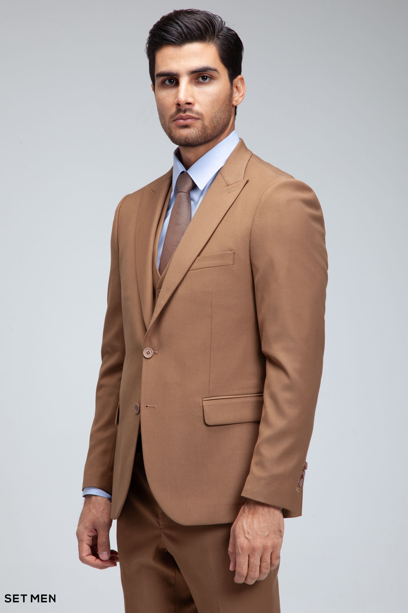 کت و شلوار مردانه سه تکه یقه بلیزر دو دکمه دو چاک