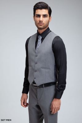 کت و شلوار مردانه سه تکه یقه بلیزر دو دکمه دو چاک