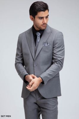 کت و شلوار مردانه سه تکه یقه بلیزر دو دکمه دو چاک