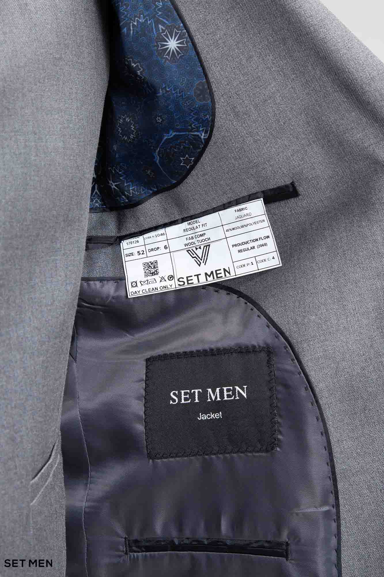 کت و شلوار مردانه سه تکه یقه بلیزر دو دکمه دو چاک