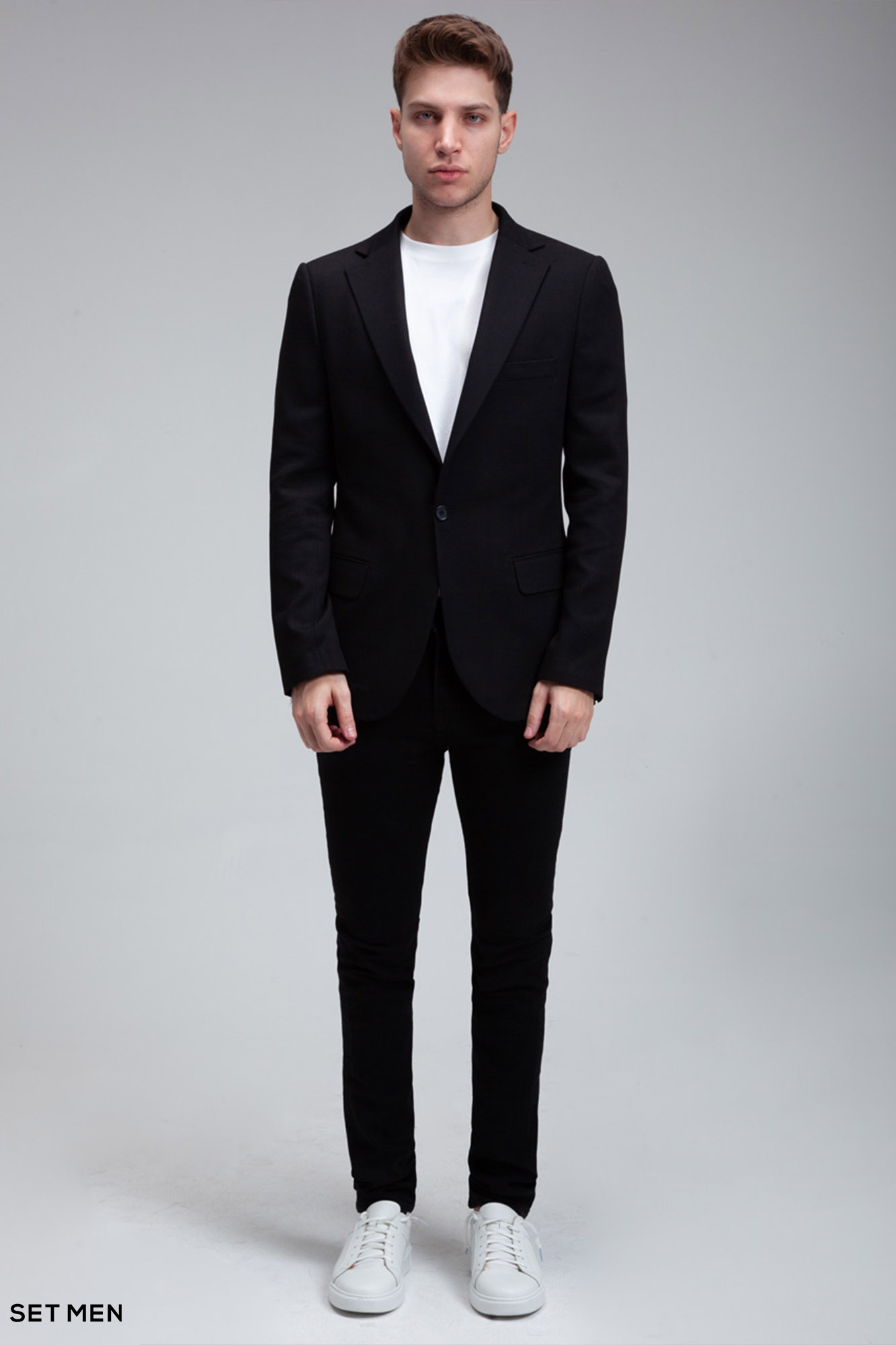 کت تک مردانه نیم آستر یقه انگلیسی تک دکمه دو چاک