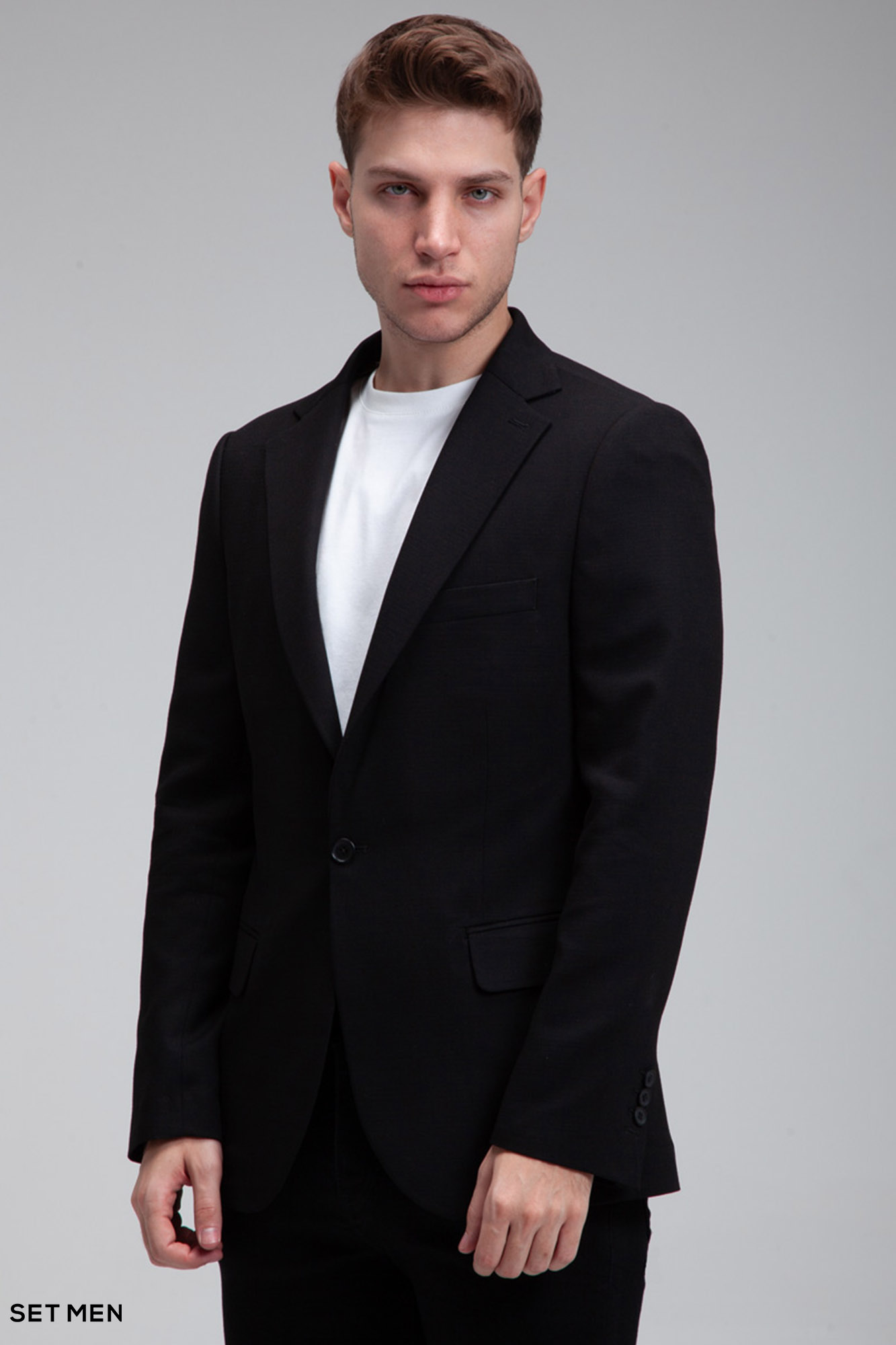 کت تک مردانه نیم آستر یقه انگلیسی تک دکمه دو چاک