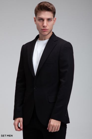 کت تک مردانه نیم آستر یقه انگلیسی تک دکمه دو چاک