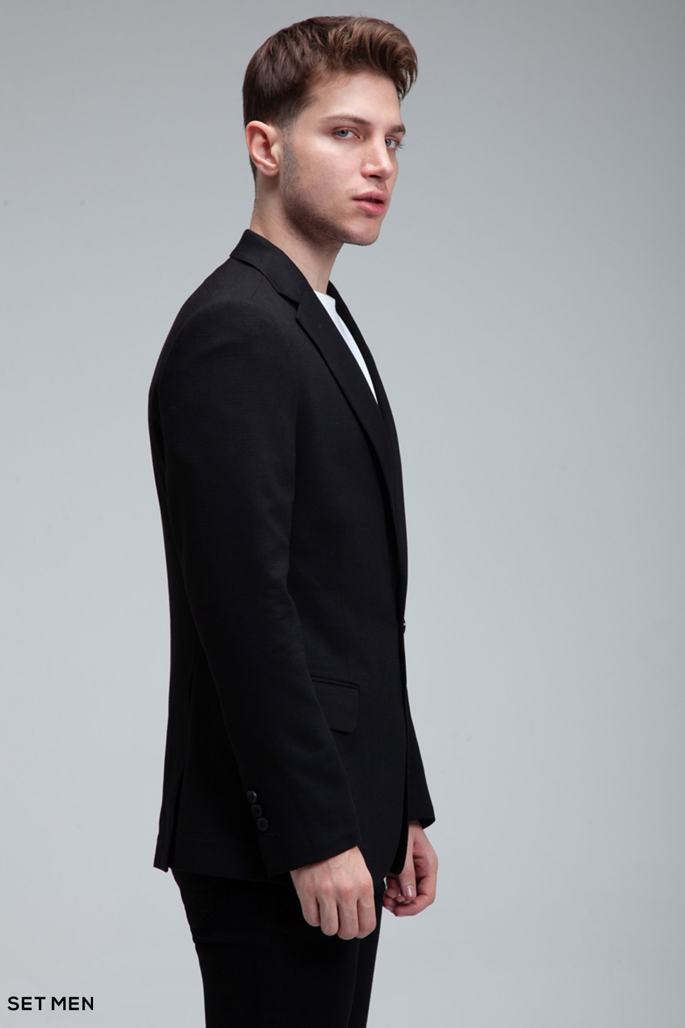 کت تک مردانه نیم آستر یقه انگلیسی تک دکمه دو چاک