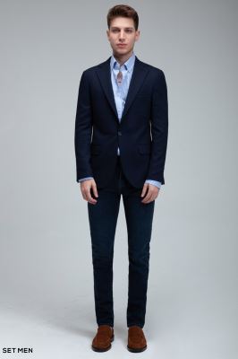 کت تک مردانه نیم آستر یقه انگلیسی تک دکمه دو چاک