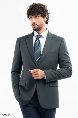 کت تک مردانه نیم آستر یقه انگلیسی تک دکمه دو چاک