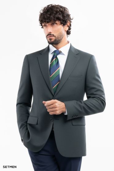 کت تک مردانه نیم آستر یقه انگلیسی تک دکمه دو چاک