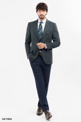 کت تک مردانه نیم آستر یقه انگلیسی تک دکمه دو چاک