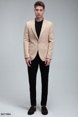 کت تک مردانه نیم آستر یقه انگلیسی تک دکمه دو چاک